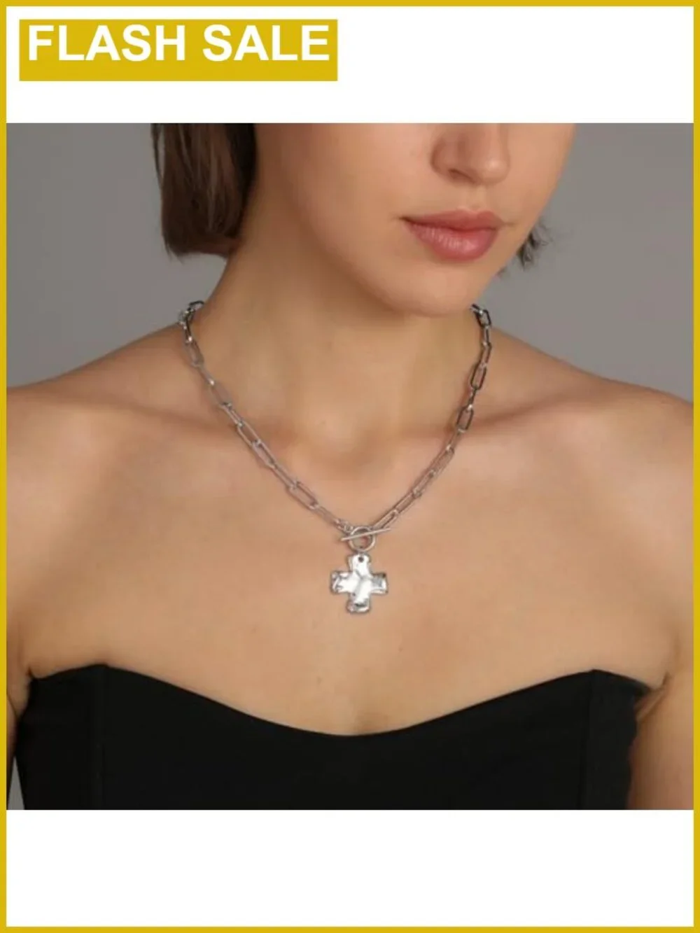Chunky Cross Necklace 14K Gold Plated Herringbone Snake Chain Layering Set